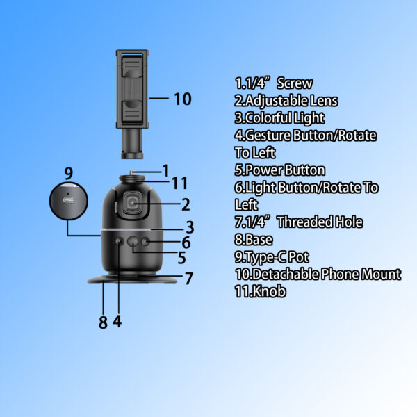 P03 Auto Face Tracking Tripod 360° Phone Stand - Image 6